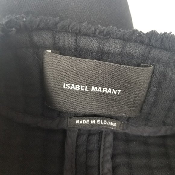 Isabel Marant Glasco Black Quilted Leather Belt Coat Size 40 Raw Hem Jacket - Picture 12 of 15